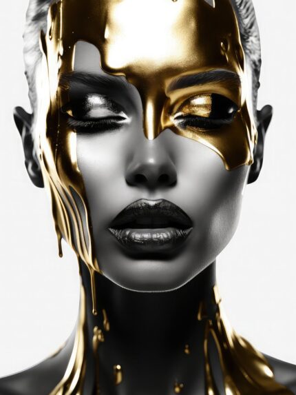 Black and Gold Woman Portrait Art : Modern Fashion Decor (Kopija 2)