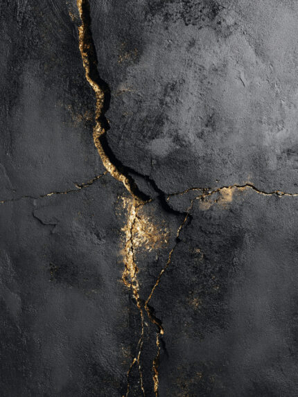 Black and Gold Kintsugi Abstract Art Print: Modern Minimalist Decor